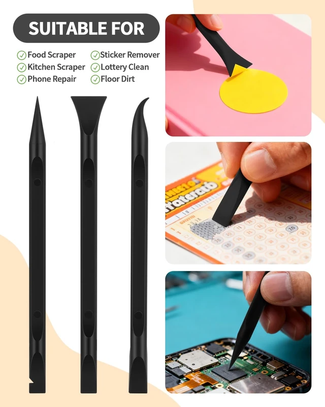 Alt view image 6 of 7 - 12PCS Carbon Fiber Plastic Scraper Tool, Non-Scratch Pen-Shaped Scraper for Tight Spaces, Multi-Purpose Label Scraper, Car Cleaning Supplies, Kitchen, Crevices, Stains (B