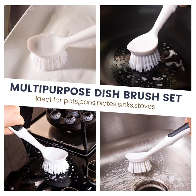 Alt view image 2 of 7 - Dish Brush with Handle and Built-in Scraper