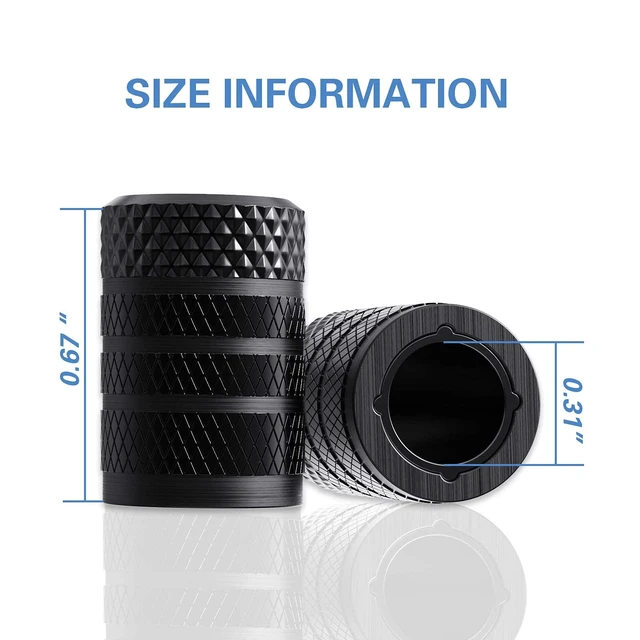 Alt view image 6 of 6 - CKAuto Tire Valve Stem Caps, Aluminum, Black, 4-Pack