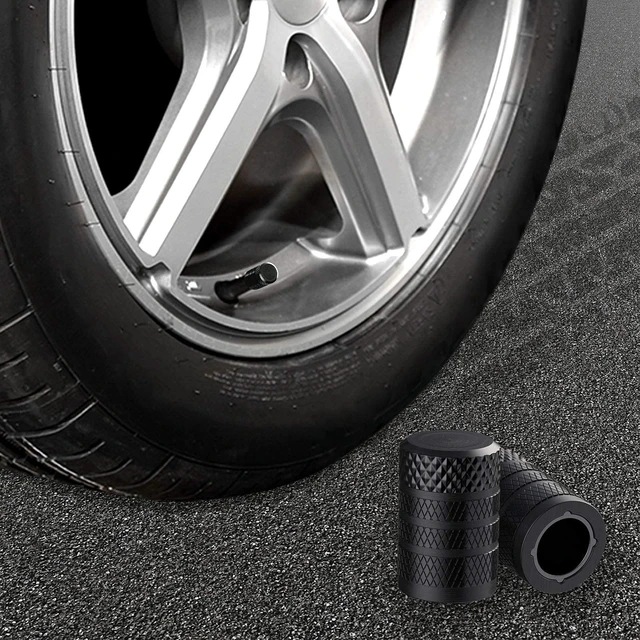 Alt view image 4 of 6 - CKAuto Tire Valve Stem Caps, Aluminum, Black, 4-Pack
