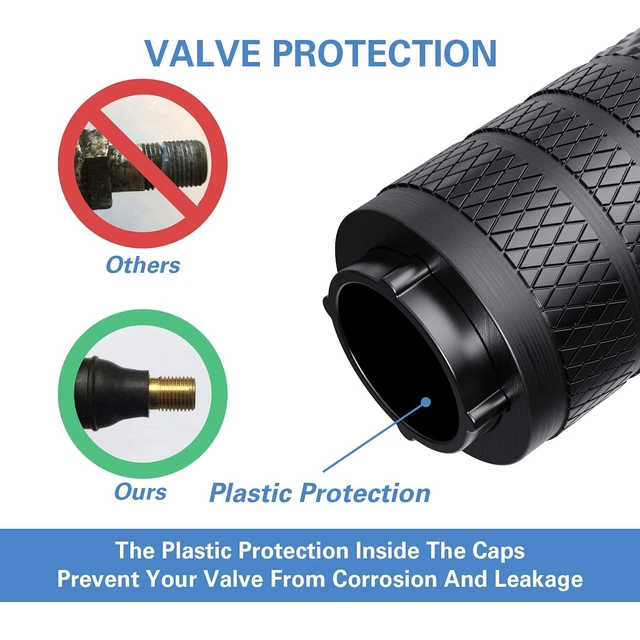 Alt view image 5 of 6 - CKAuto Tire Valve Stem Caps, Aluminum, Black, 4-Pack