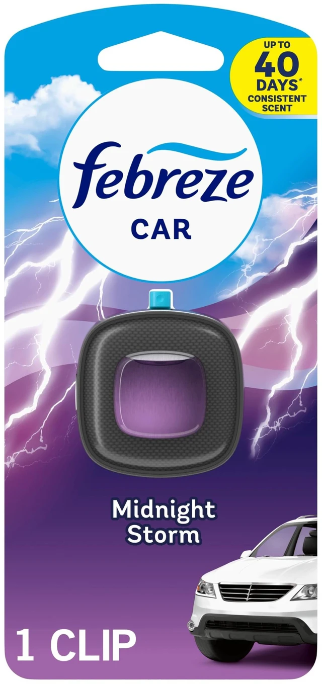 Main image of Febreze Car Air Freshener Vent Clip, Midnight Storm, 1-Count, 0.06oz