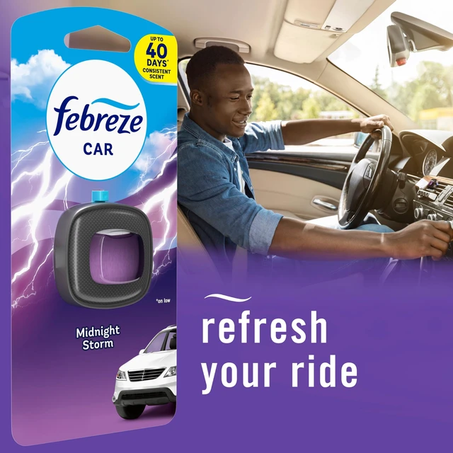 Alt view image 7 of 7 - Febreze Car Air Freshener Vent Clip, Midnight Storm, 1-Count, 0.06oz