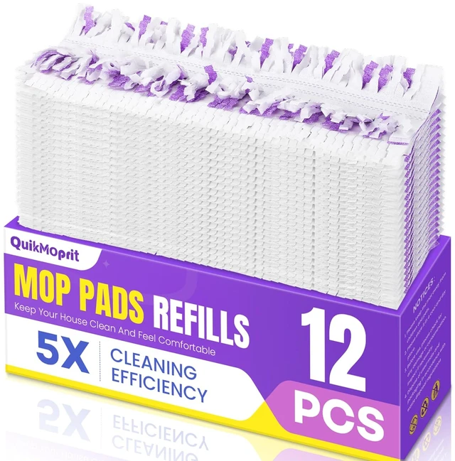 Main image of 12-Pack Power Mop Refill Pads, 5X Cleaning Multi-Surface Replacement for Swiffer Power Mop, Wet Pads for Wood Floors & More, Compatible with Swiffer PowerMop