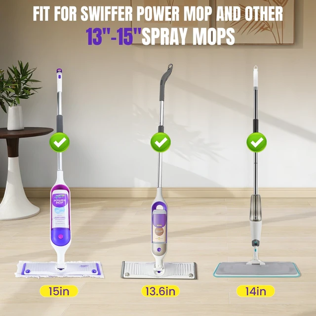 Alt view image 3 of 6 - 12-Pack Power Mop Refill Pads, 5X Cleaning Multi-Surface Replacement for Swiffer Power Mop, Wet Pads for Wood Floors & More, Compatible with Swiffer PowerMop