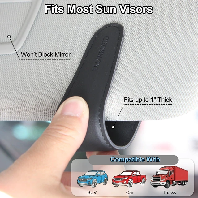 Alt view image 5 of 6 - Magnetic Leather Sunglass Holder for Car Visor, Eyeglasses Clip (Black)