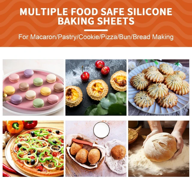 Alt view image 2 of 6 - KitchenRaku Silicone Baking Mat 16.5"x11.6" Nonstick Reusable BPA-Free Baking Sheet for Cookies, Macarons, Bread & Pastry, Toaster Pad Set of 2