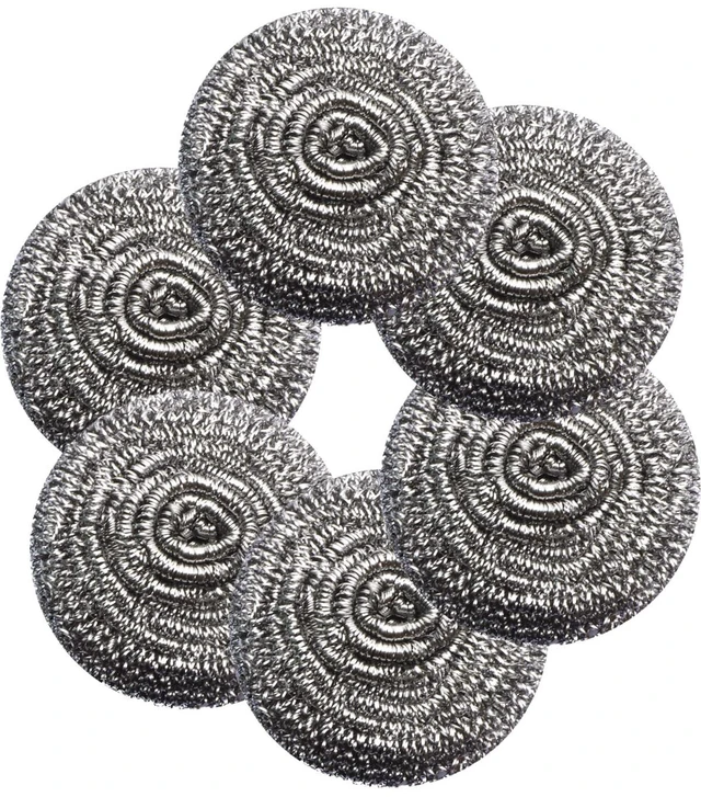 Main image of 6Pcs Flexible Steel Wool Scrubber Pads for Cleaning Dishes, Pots, Pans, Grills and Sinks