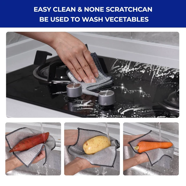Alt view image 5 of 6 - Wangjinpeng 12Pcs 7.87 x 7.87 in 3-Layer Non-Scratch Wire Dishcloths