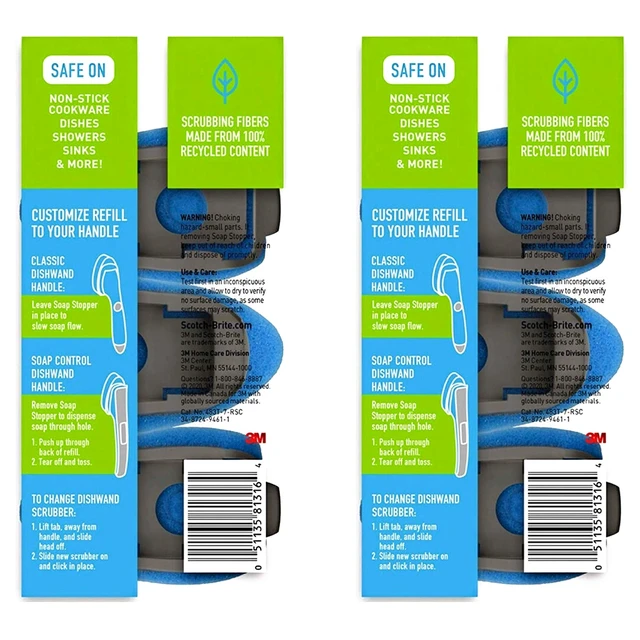 Alt view image 4 of 4 - Scotch Brite Multi Purpose Non Scratch Dish Wand Refills, Blue, 6 Pack
