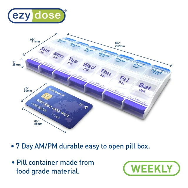 Alt view image 6 of 6 - Ezy Dose Weekly AM/PM Pill Organizer, X-Large, Blue/Purple