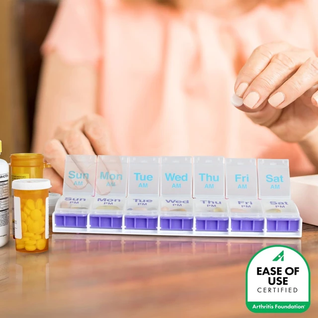 Alt view image 3 of 6 - Ezy Dose Weekly AM/PM Pill Organizer, X-Large, Blue/Purple