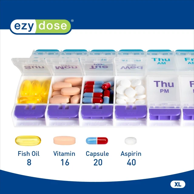 Alt view image 5 of 6 - Ezy Dose Weekly AM/PM Pill Organizer, X-Large, Blue/Purple
