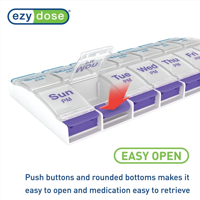 Alt view image 4 of 6 - Ezy Dose Weekly AM/PM Pill Organizer, X-Large, Blue/Purple