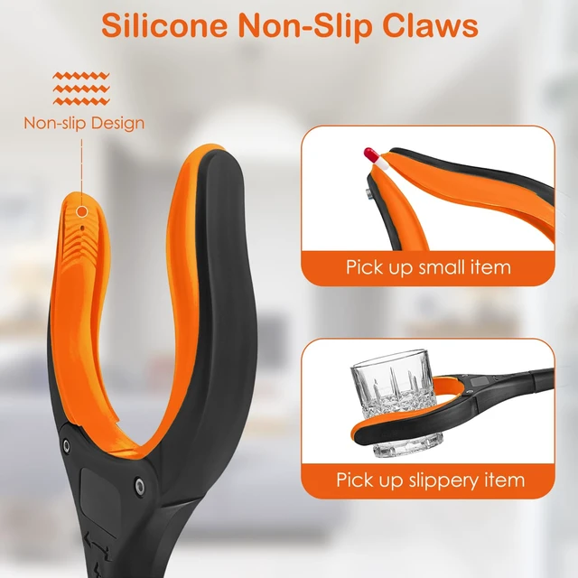 Alt view image 4 of 7 - 32" Foldable Grabber Reacher Tool, 1-Pack, 360 Anti-Slip Rotating Jaw with Magnet, Lightweight, Orange