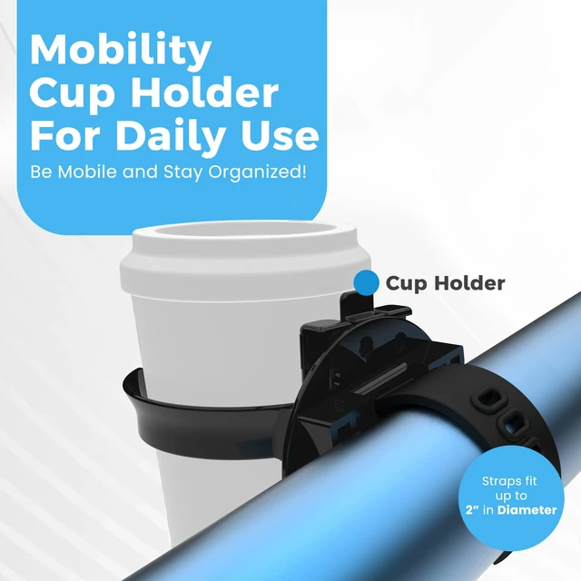Alt view image 2 of 6 - Easy Walker Adjustable Foldable Cup Holder for Rollator, Wheelchair, Scooter