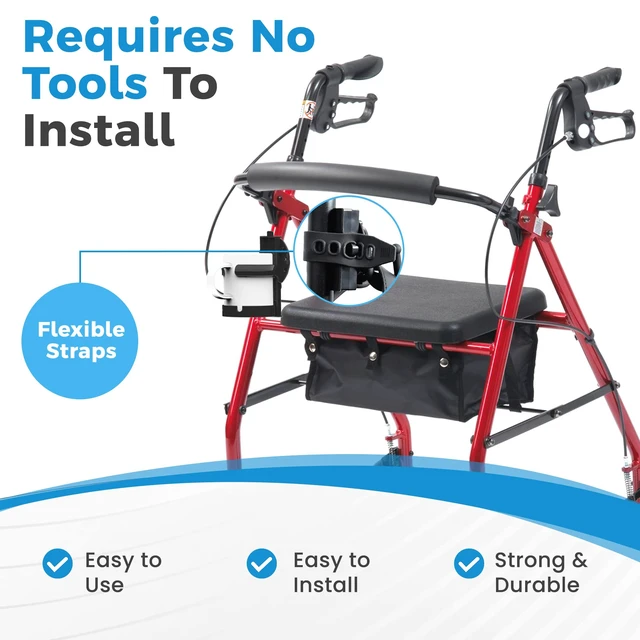 Alt view image 3 of 6 - Easy Walker Adjustable Foldable Cup Holder for Rollator, Wheelchair, Scooter