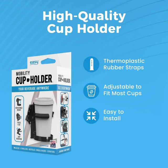 Alt view image 4 of 6 - Easy Walker Adjustable Foldable Cup Holder for Rollator, Wheelchair, Scooter