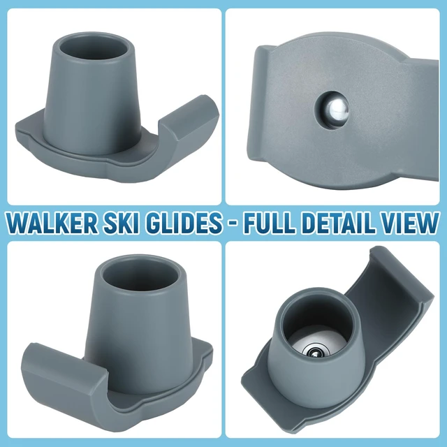 Alt view image 3 of 7 - Universal Walker Ski Glides for Folding Walkers - Glide Caps, Sliders, Feet Glides (2-Pack, Gray)