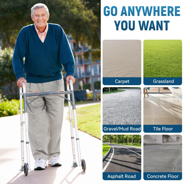 Alt view image 4 of 7 - Universal Walker Ski Glides for Folding Walkers - Glide Caps, Sliders, Feet Glides (2-Pack, Gray)