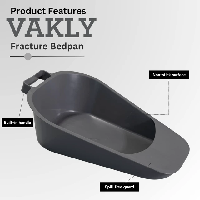 Alt view image 4 of 6 - Vakly Fracture Bedpan Plastic with Handle & Spill Guard 1 Pack