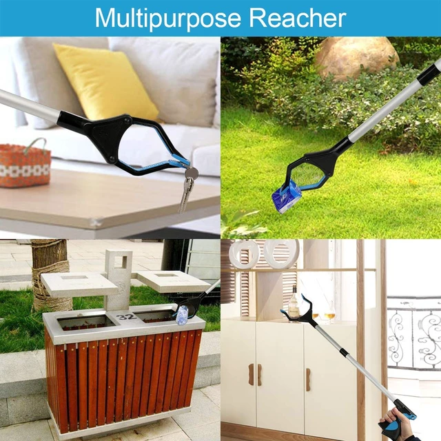 Alt view image 6 of 7 - 32" Foldable Grabber Reacher Tool, Trash Claw Pick Up Stick, Litter Picker, Arm Extension, Blue