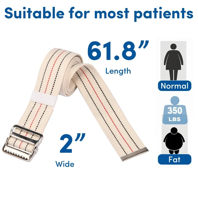 Alt view image 7 of 7 - Transfer and Gait Belt with Metal Buckle - 60 Inch, Standing and Walking Assist Aid for Seniors, Elderly Patients, Caregiver, Nurse, Therapist