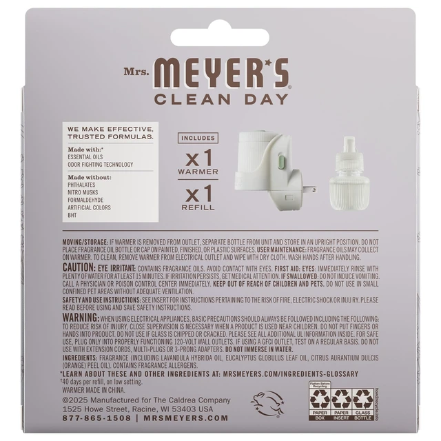 Alt view image 6 of 6 - Mrs. Meyer's Clean Day Scented Oil, Lavender, 1 Warmer and Refill