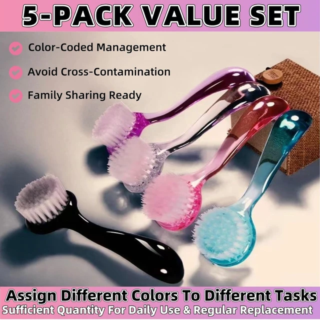 Alt view image 5 of 5 - 5Pcs Soft Nail Brushes with Handle Grip Acrylic Nail Cleaning Brush Manicure Pedicure Tools for Home Salon