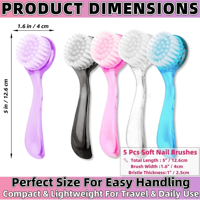 Alt view image 4 of 5 - 5Pcs Soft Nail Brushes with Handle Grip Acrylic Nail Cleaning Brush Manicure Pedicure Tools for Home Salon