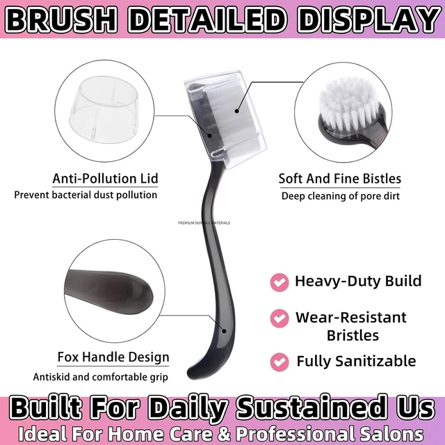 Alt view image 2 of 5 - 5Pcs Soft Nail Brushes with Handle Grip Acrylic Nail Cleaning Brush Manicure Pedicure Tools for Home Salon