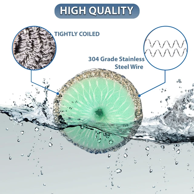 Alt view image 2 of 6 - Ring King Stainless Steel-Wrapped Sponge Scrubbers, 4-Pack