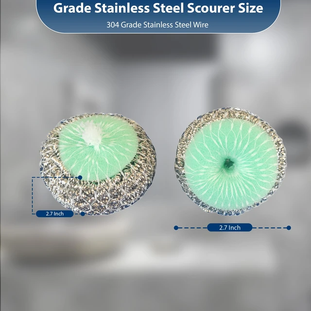 Alt view image 5 of 6 - Ring King Stainless Steel-Wrapped Sponge Scrubbers, 4-Pack