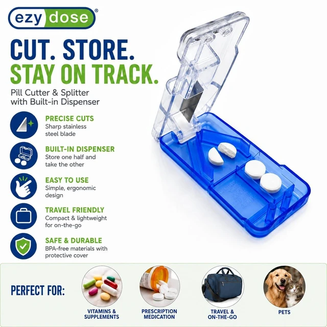 Alt view image 6 of 6 - Ezy Dose Pill Cutter & Splitter with Built-in Pill Dispenser, Color May Vary