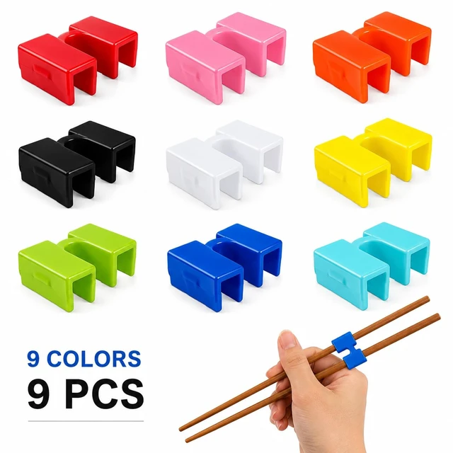 Alt view image 2 of 7 - Reusable Chopstick Training Aids for Beginners, 9 Sets of Practice Chopstick Connectors with Non-Slip Design