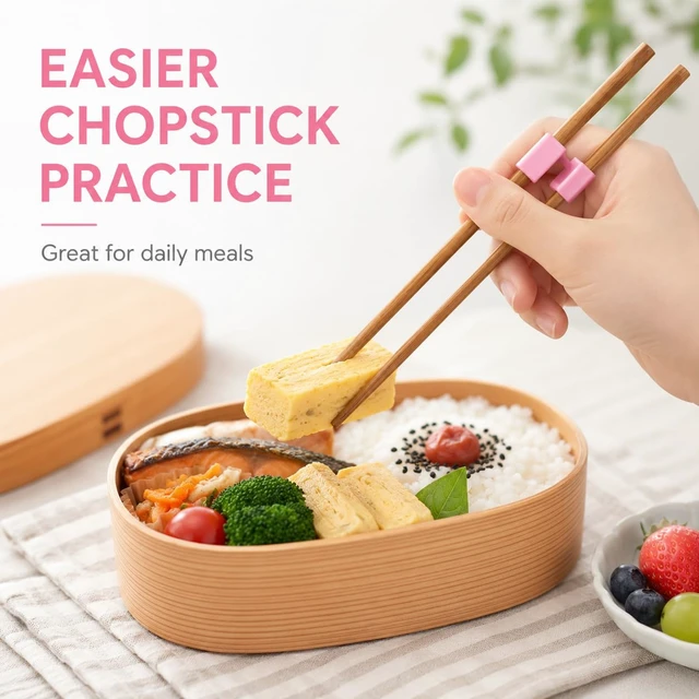 Alt view image 5 of 7 - Reusable Chopstick Training Aids for Beginners, 9 Sets of Practice Chopstick Connectors with Non-Slip Design
