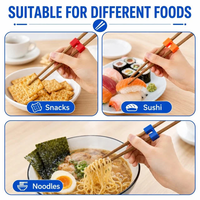 Alt view image 4 of 7 - Reusable Chopstick Training Aids for Beginners, 9 Sets of Practice Chopstick Connectors with Non-Slip Design