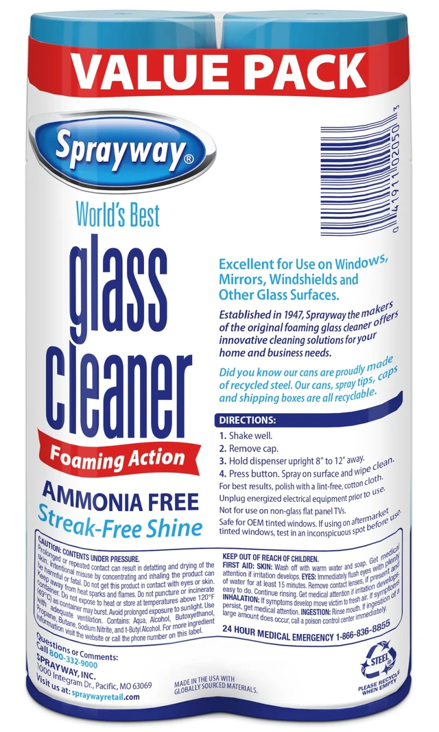 Alt view image 7 of 7 - Sprayway Glass Cleaner Foaming Aerosol Spray, 19oz, Pack of 2 | Ammonia-Free, Streakless, Fast-Acting | Cleans & Polishes Glass Surfaces | Fresh Scent, Removes Fingerprints, Dust, Dirt, Smoke Film