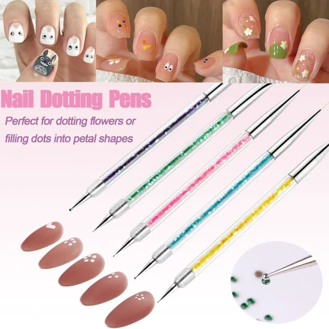 Alt view image 6 of 6 - AIBEE Nail Art Brushes, 5pcs Double-Ended Acrylic Nail Brush Including 7/9/11mm Nail Liner Brush Flat Brushes and Nail Dotting Tools for Nail Art Design