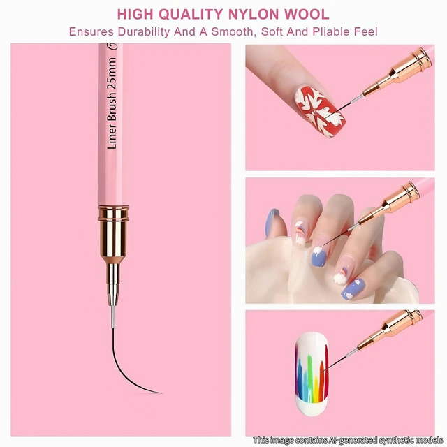 Alt view image 2 of 6 - 5Pcs Nail Art Liner Brushes Liner Brush for Nails Gel Striping Nail Brushes