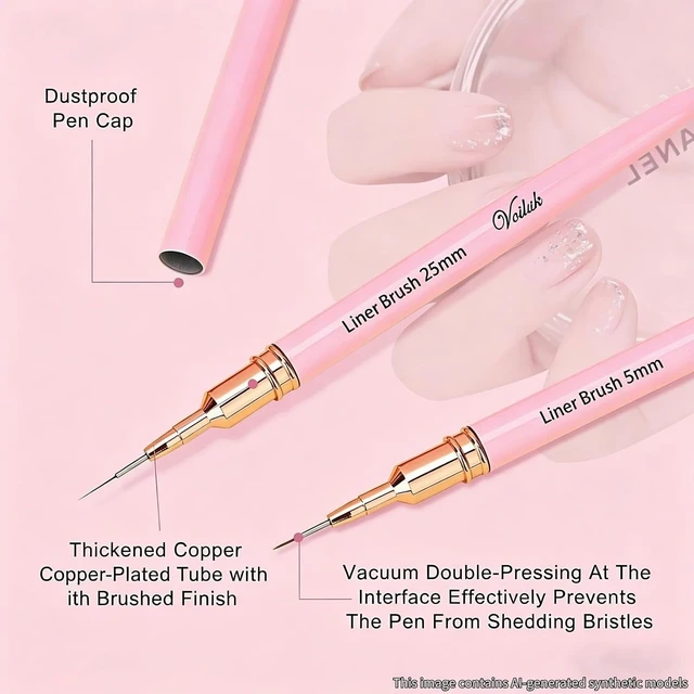 Alt view image 4 of 6 - 5Pcs Nail Art Liner Brushes Liner Brush for Nails Gel Striping Nail Brushes