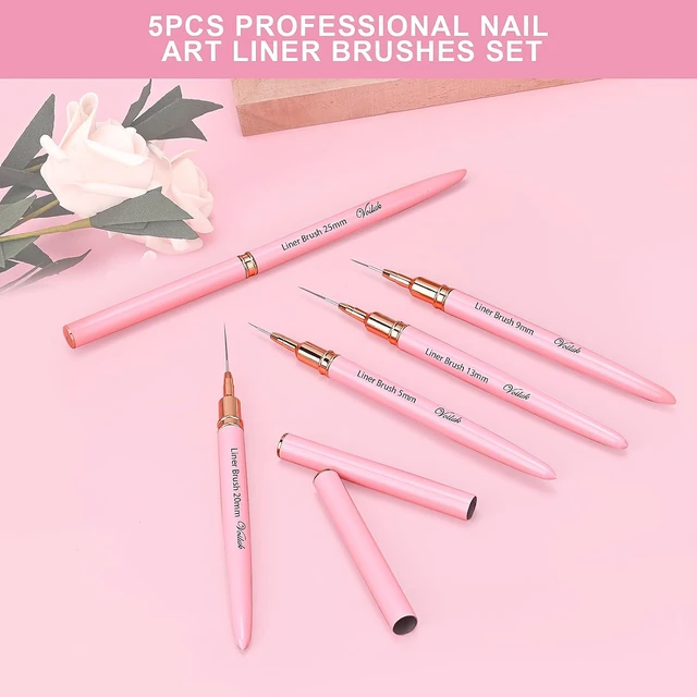 Alt view image 3 of 6 - 5Pcs Nail Art Liner Brushes Liner Brush for Nails Gel Striping Nail Brushes
