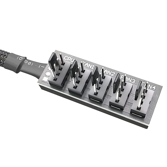 Alt view image 4 of 7 - PWM Fan Hub, PC CPU Cooling 4 PIN/3PIN Power Fan Extension Cable Hub Splitter Adapter Sleeved Case for 12V Desktop Computer Cooler Fans 1 to 5 Way (15.7 Inch)
