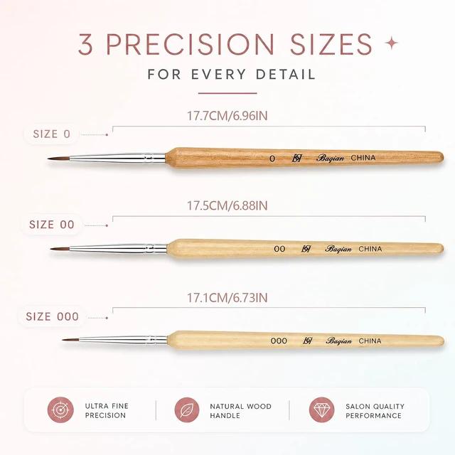 Alt view image 5 of 6 - Nail Art Liner Brushes 3 Pcs Fine Nail Liner Brush with Wooden Handle for Nail DIY