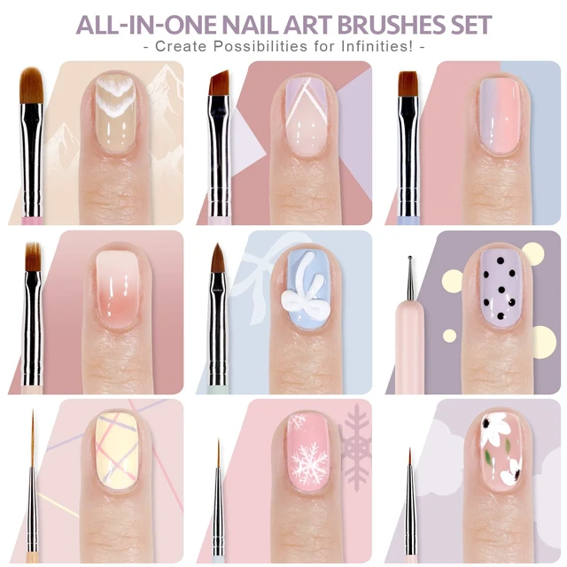 Alt view image 2 of 6 - GAOY 8 Pcs Nail Art Brushes, Nail Art Design Pens, Liner & Polka Dot Tools