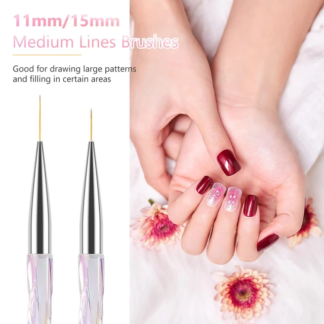 Alt view image 5 of 7 - TEOYALL 5Pcs Nail Art Liner Brushes, Fine Line Precision for Gel Polish