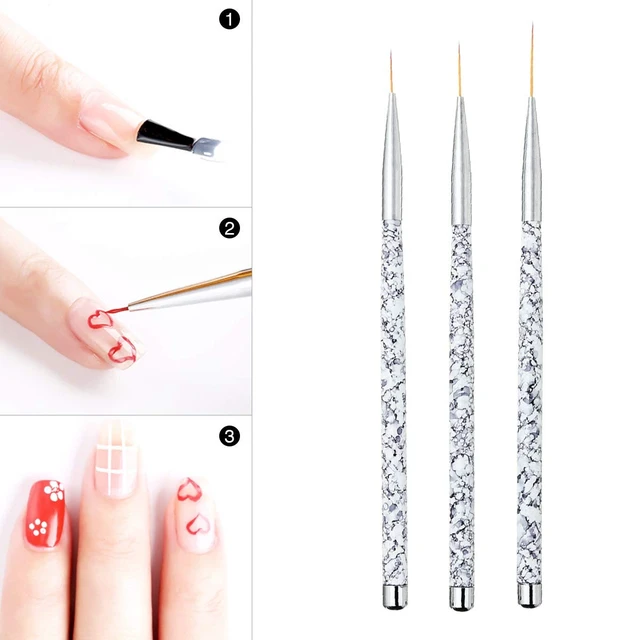 Alt view image 6 of 7 - Tbestmax Professional Nail Art Liner Brush UV Gel Painting Acrylic Nail Brushes Striping Brushes for Short Strokes Details Blending Elongated Lines 3 pcs