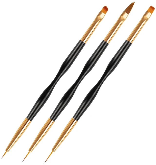 Main image of Nail Art Brushes, 3 Pcs Nail Brush Set with Gel Polish Pens and Liner Brush