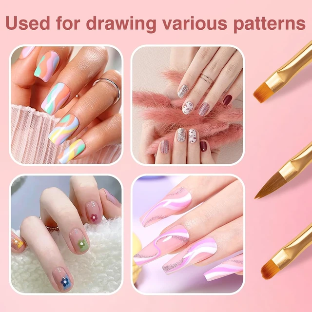 Alt view image 2 of 7 - Nail Art Brushes, 3 Pcs Nail Brush Set with Gel Polish Pens and Liner Brush