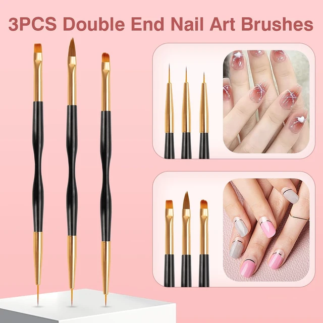 Alt view image 4 of 7 - Nail Art Brushes, 3 Pcs Nail Brush Set with Gel Polish Pens and Liner Brush